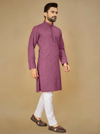 Anaita Purple Embroidered Rayon Straight Kurta - Distacart