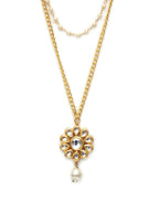Layered Kundan and Pearl Gold Neckpiece (gold) - Ruby Raang