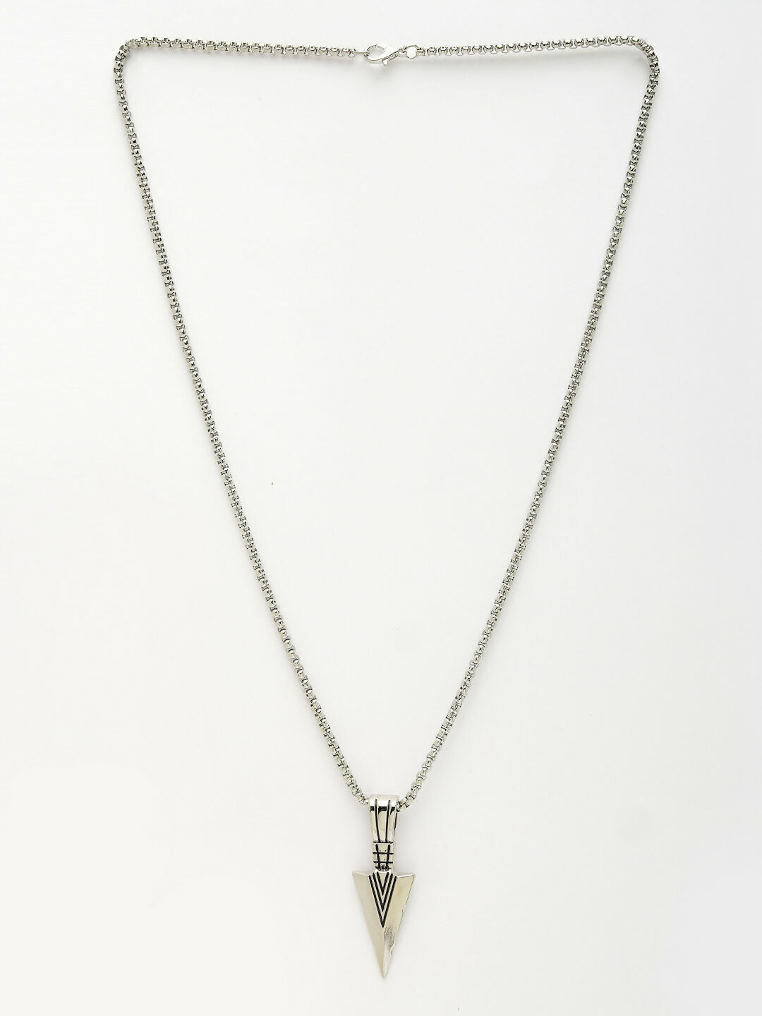 NVR Men's Silver-Plated Arrow-Shaped Pendant With Chain