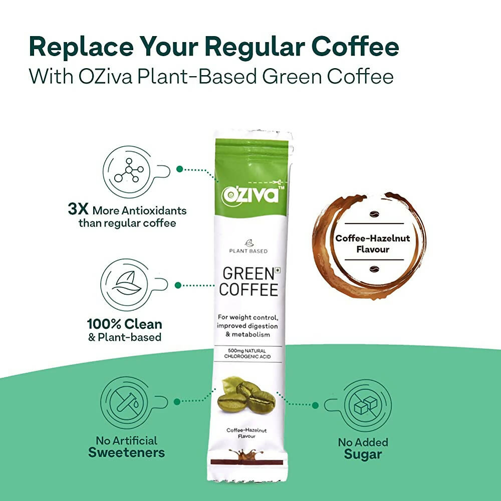 OZiva Plant Based Green Coffee-Coffee & Hazelnut Flavor