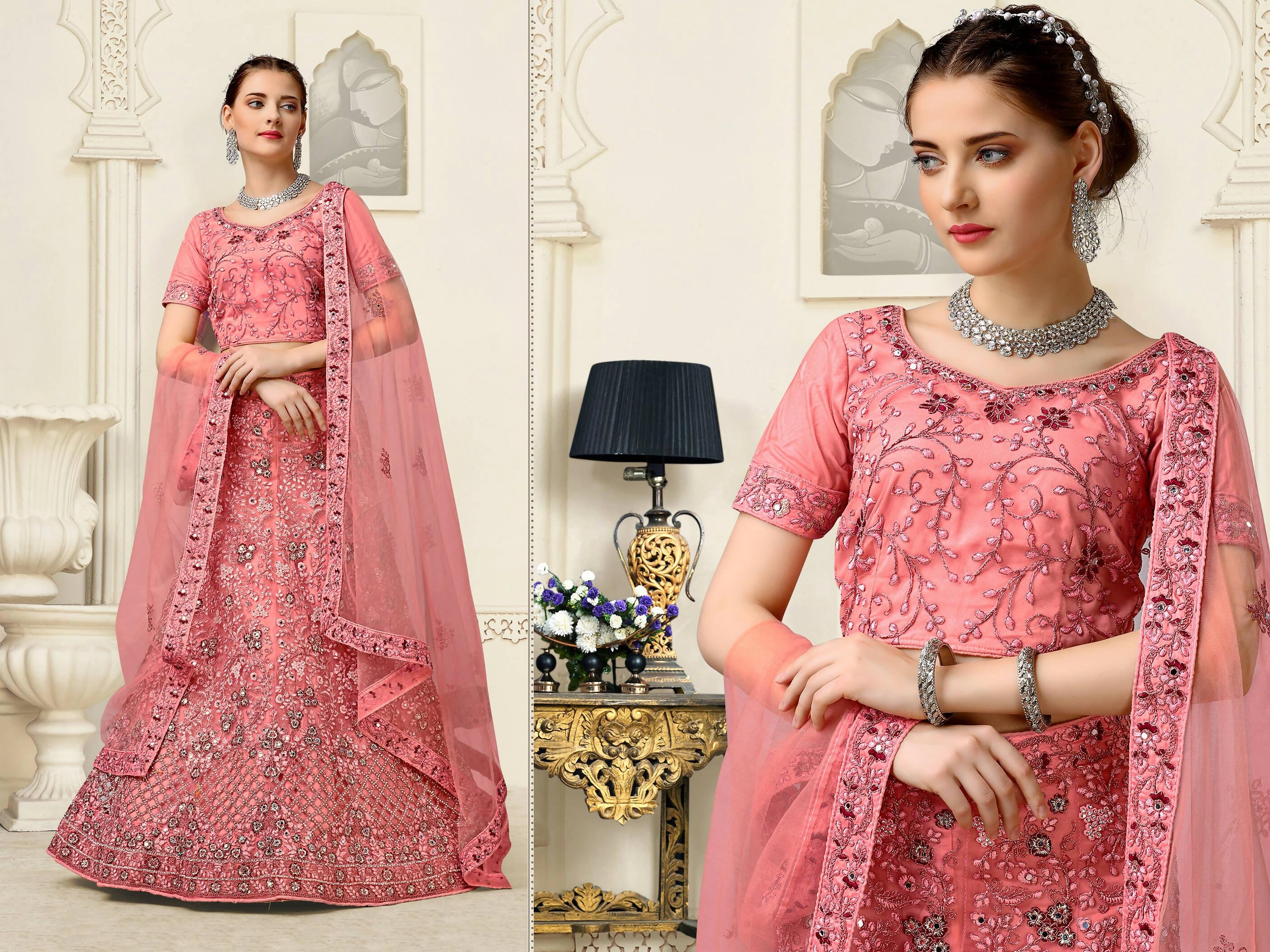 Light Pink Net Fancy Zari Embroidered work Lehenga Choli with Dupatta - Heer