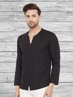 Even Apparels Men's Rayon Black Kurta