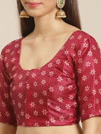 Saree Mall Peach-Coloured & Maroon Warli Print Bhagalpuri Saree - Distacart
