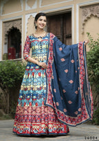Wedding Designer Multi Soft Dola Silk Anarkali suit with Dupatta - Samanta