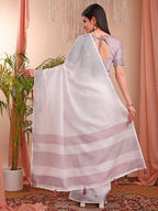 Shree Shyam Fashion The White Loom White Linen Cotton Saree