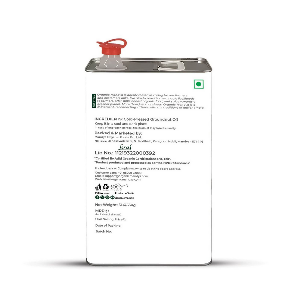 Organic Mandya Cold Pressed - Groundnut Oil