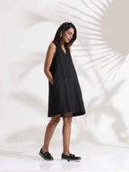 trueBrowns Black Slub Dress - Distacart