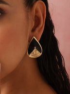 trueBrowns Brass Black Stone Drop Stud Earrings - Distacart