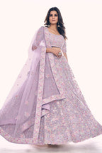 Myra Lilac Soft Net Embroidered Designer Lehenga Choli