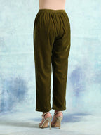 trueBrowns Mehandi Velvet Pant
