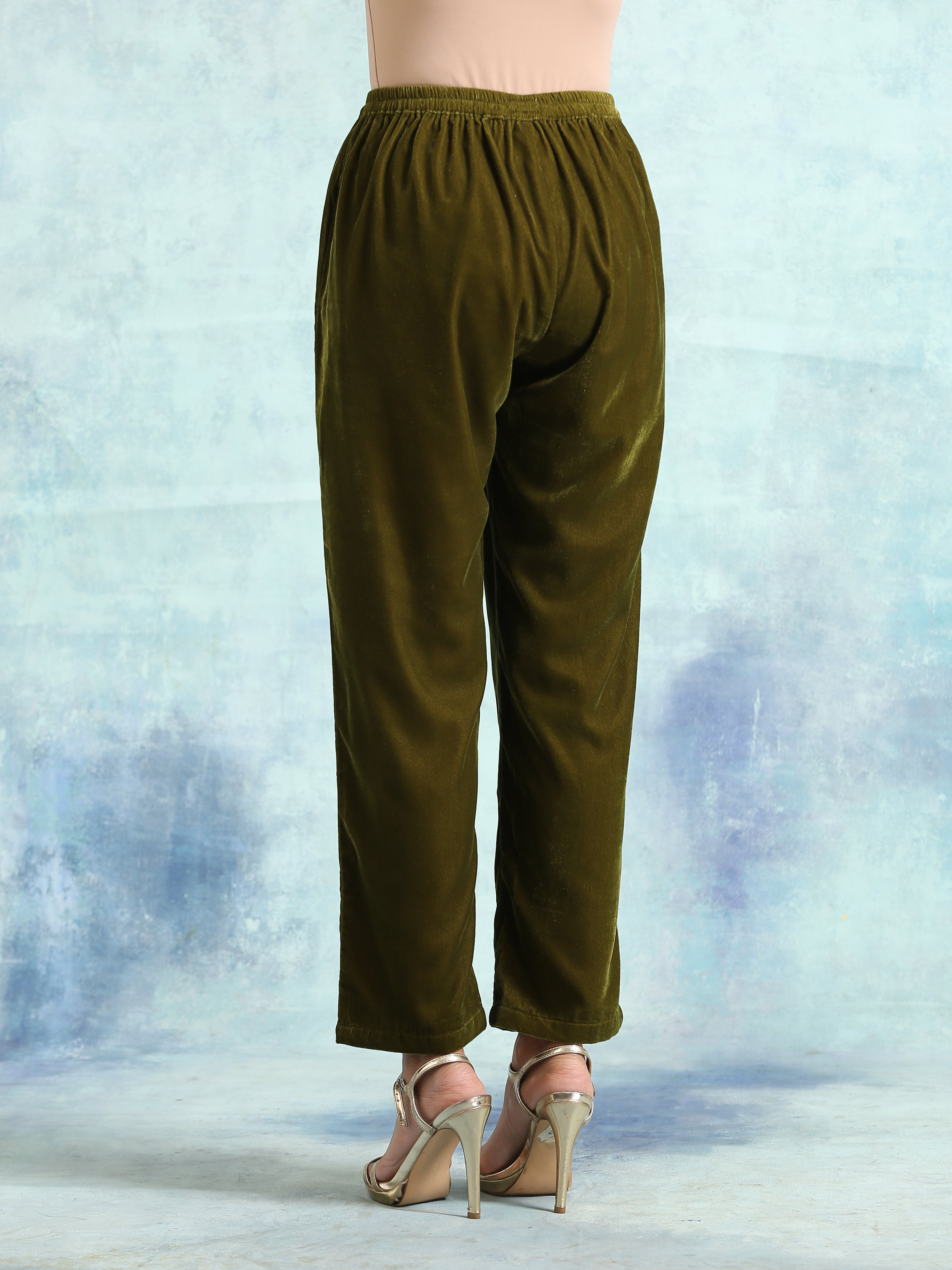 trueBrowns Mehandi Velvet Pant