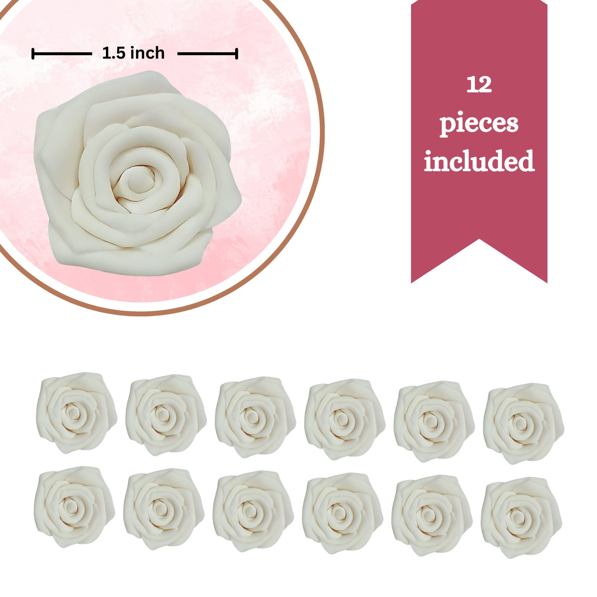 confect edible rose topper edible rose for cake decorations venison white princess roses pack of 12