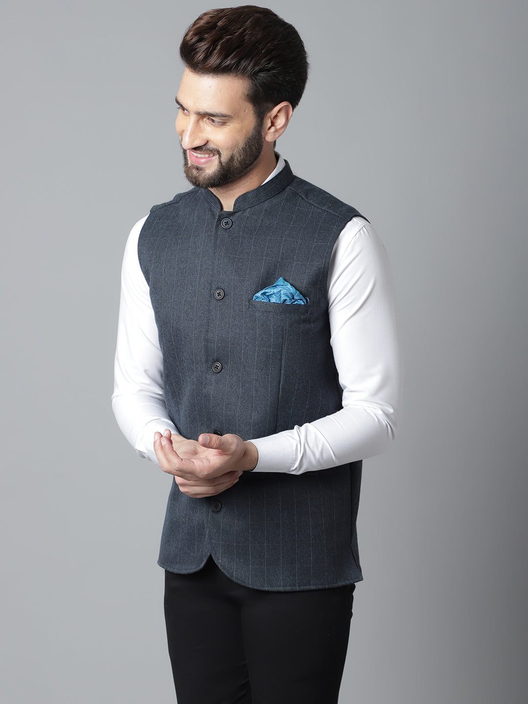 Even Apparels Men's Beige Nehru Jacket With Welt Pockets