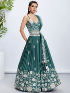 House of Panchhi Pink Pure Georgette Position Printing With Siroski Stone Work Lehenga Choli & Dupatta