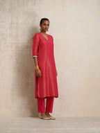 trueBrowns Hot Pink Tissue Straight Kurta Set - Distacart