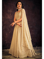 Myra Cream Real Georgette Designer Gown Style Suit - Distacart