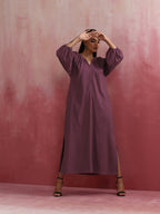 trueBrowns Light Purple Cotton Dobby Dress - Distacart