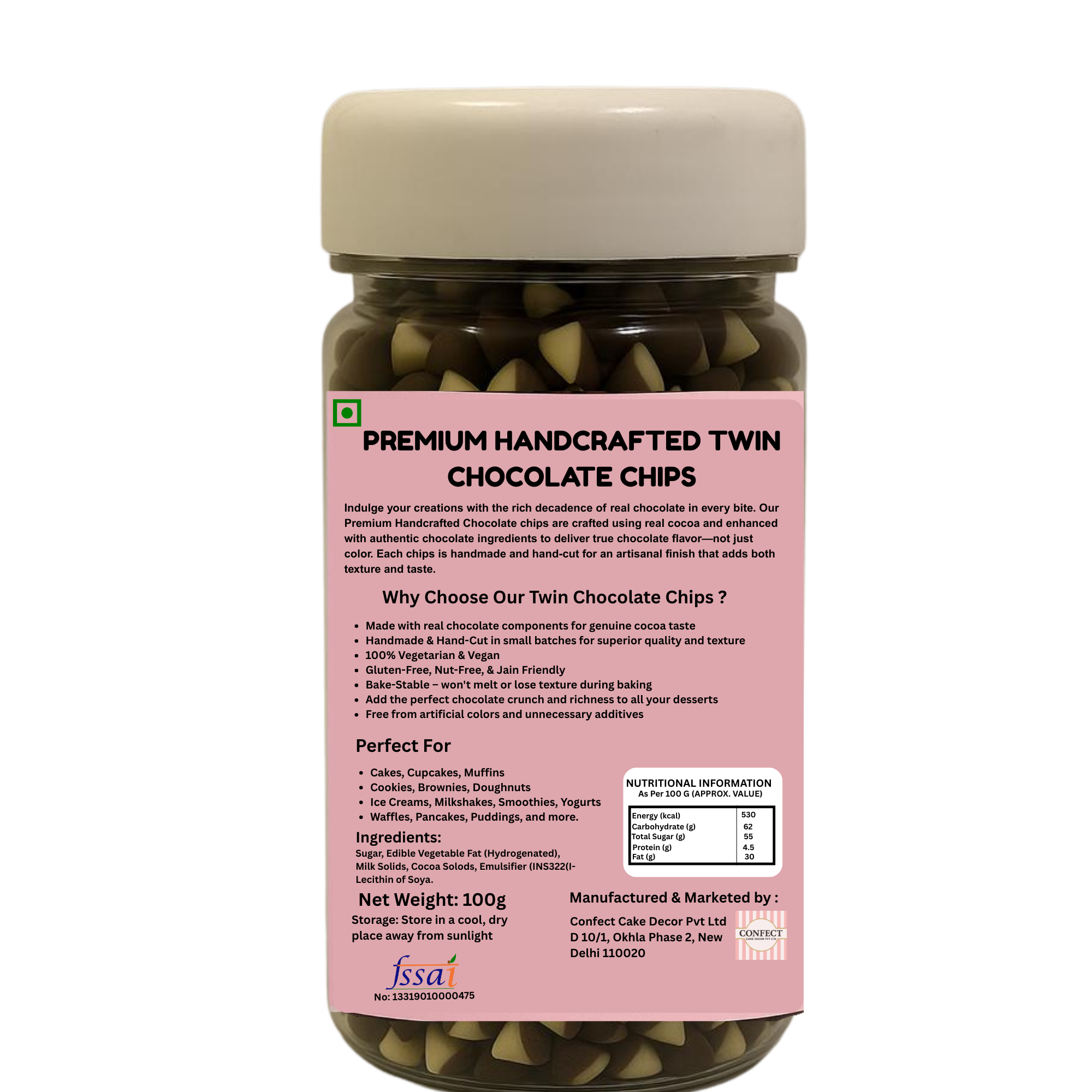 twin chocolate chips 100g