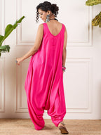 InWeave Pink Round Sleeveless Jumpsuit
