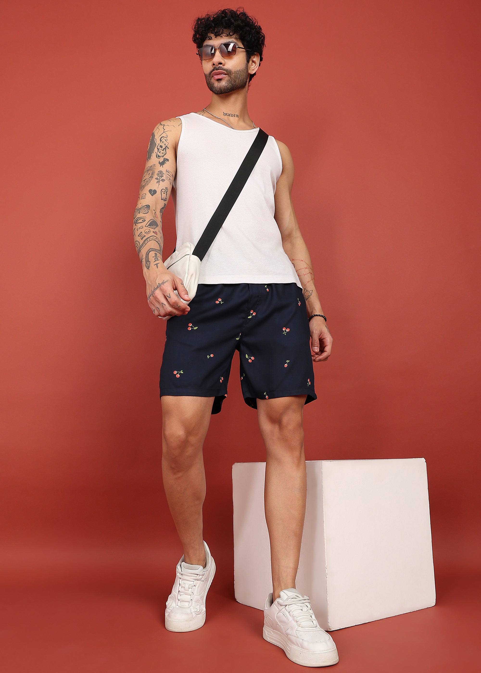 Fabmade Midnight Cherry Printed Shorts