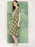 InWeave Women's Dark Green Square Dress - Distacart