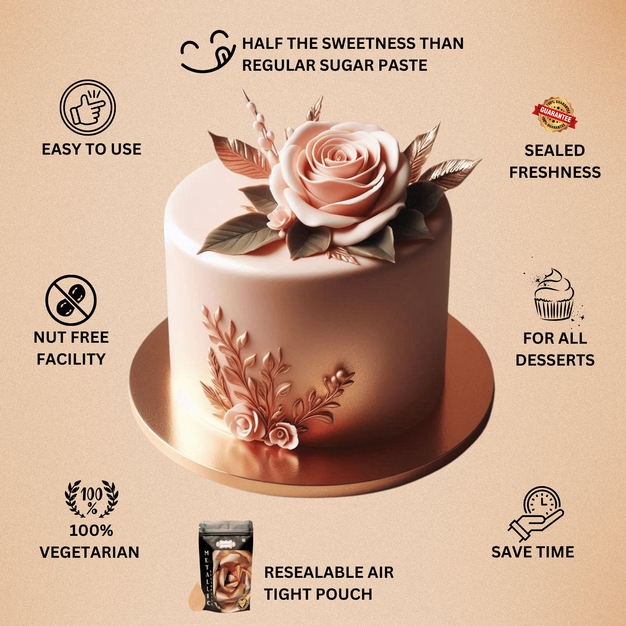 confect rose gold sugar paste br b 250 gms b