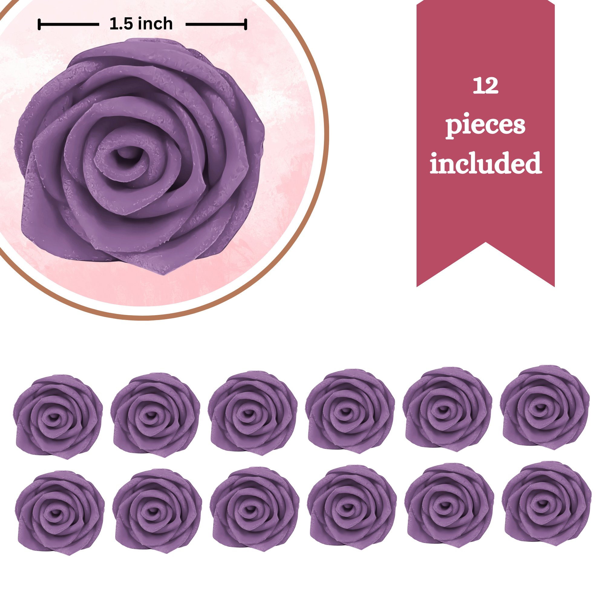 confect sugar roses topper sugar roses for cake decorations edible true purple roses pack of 12