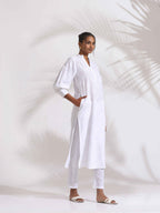 trueBrowns trueBrown White Cotton Schiffli Kurta Set - Distacart
