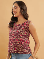 InWeave Wine Ikkat Print W/U Top