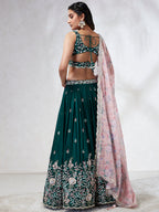 House of Panchhi Teal - Georgette Sequins, Mirror And Thread Embroidery Lehenga Choli