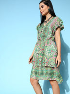 InWeave Women's Soft Green Tiered Short Dress - Distacart