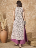 InWeave Dusty Mauve Side Asymmetric Kurta Set