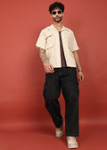Fabmade Men’S Cream Shirt With 3 Pockets – Relaxed Fit
