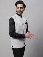 Even Apparels Men's Grey Pure Wool Nehru Jacket