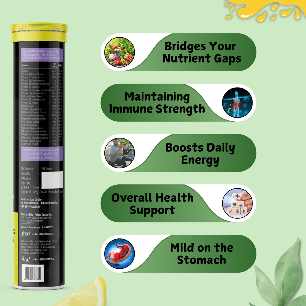 BOOSTIQ Multivitamin Effervescent Tablets - Lemon Flavour