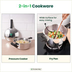 The Indus Valley Tri-ply Stainless Steel Pressure Pan, Premium Quality, 3 Layer Thick Body, Heavy Bottom, 100% Food-safe, ISI Certified, Induction & Gas, 3.5/5L