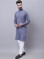 Even Apparels Grey Pure Cotton Kurta With Band Collar - Distacart