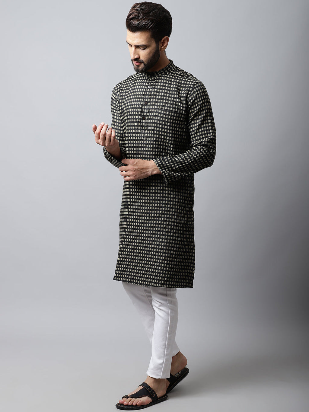 Even Apparels Brown Pure Cotton Kurta With Band Collar - Distacart