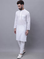 Even Apparels White Pure Cotton Kurta With Band Collar - Distacart