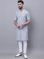 Even Apparels Grey Pure Cotton Short Sleeves Kurta With Band Collar - Distacart
