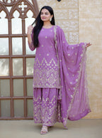 Yash Enterprise Elegent Georgette Embroidery Pink Readymade Salwar Suit - Distacart