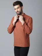 Even Apparels Rust Pure Cotton Kurta With Band Collar - Distacart