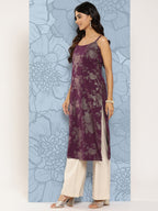 Ahalyaa Floral Foil Printed Crepe Kurta