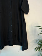 trueBrowns Black Slub Short Shirt Top