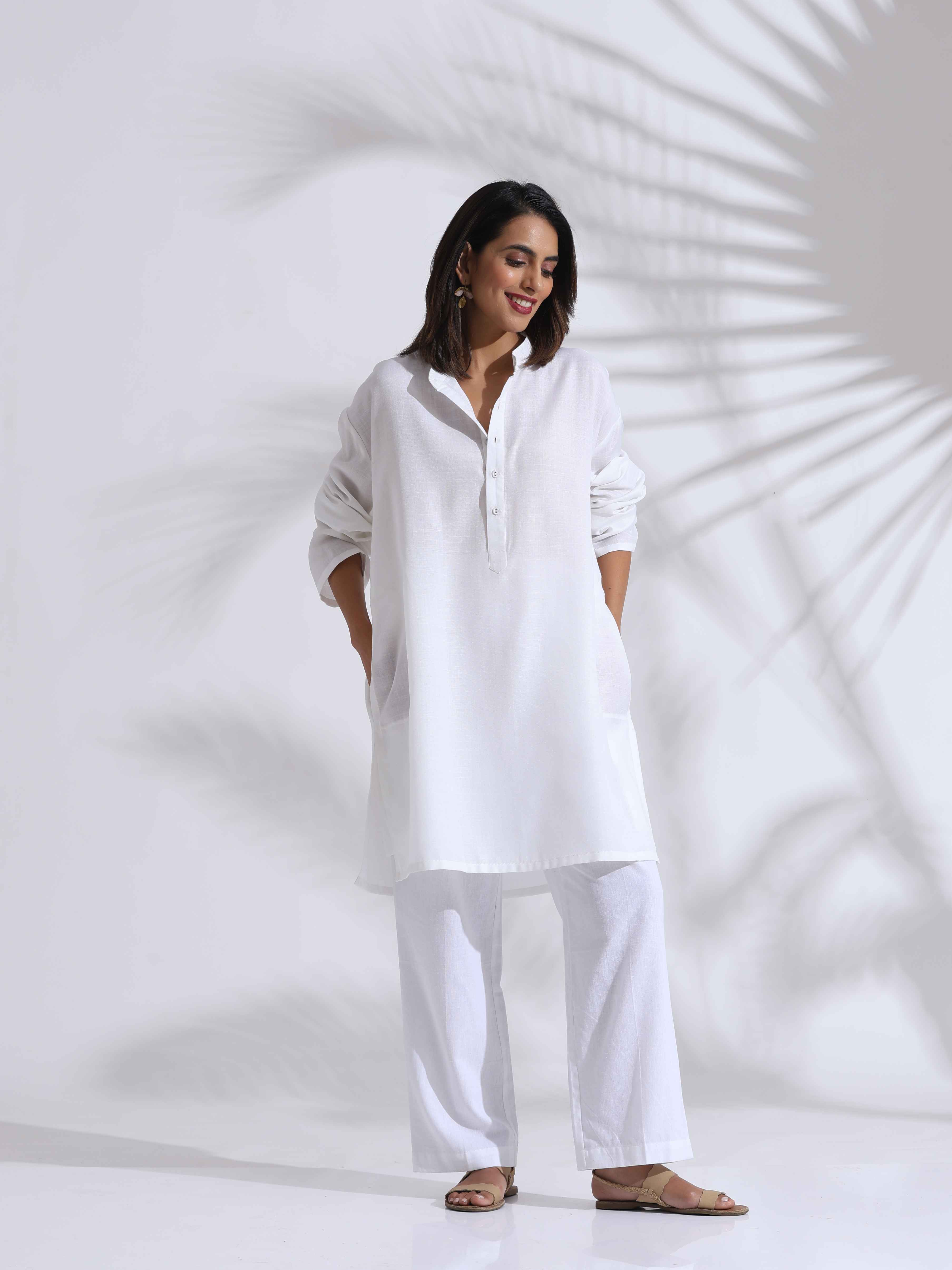 trueBrowns White Unisex Freesize Kurta
