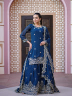 Yash Enterprise Latest Embroidery Sequence Blue Readymade Salwar Suit - Distacart