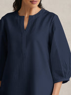trueBrowns Blue Cotton Blend Short Kurta - Distacart