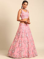 House of Panchhi PINK Net Sequins with heavy Zarkan embroidery Lehenga choli & Dupatta