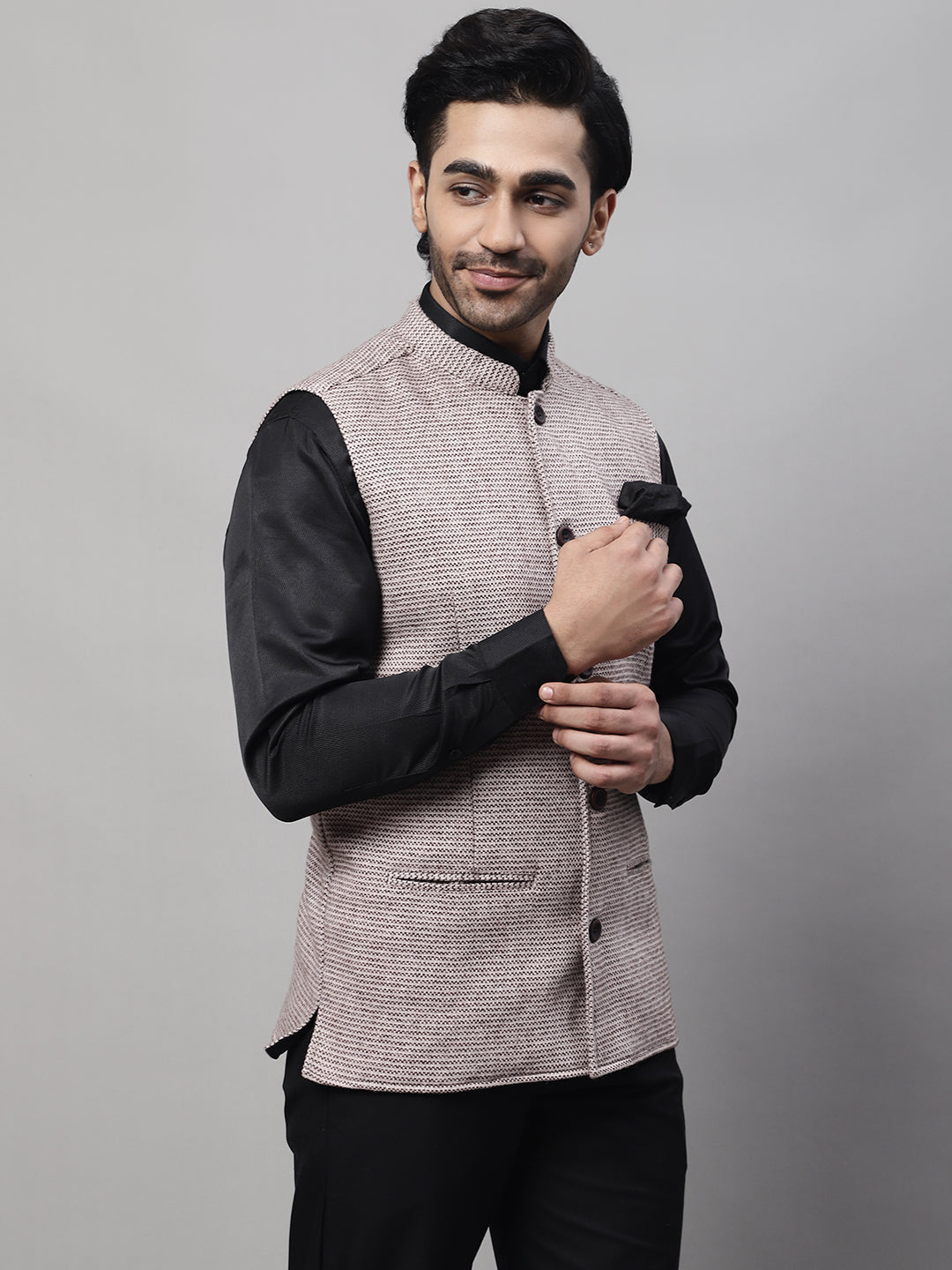 Even Apparels Men's Cream Pure Wool Nehru Jacket