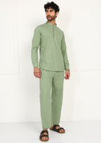 Fabmade Sage Linen Kurta Co-Ord Set - Distacart